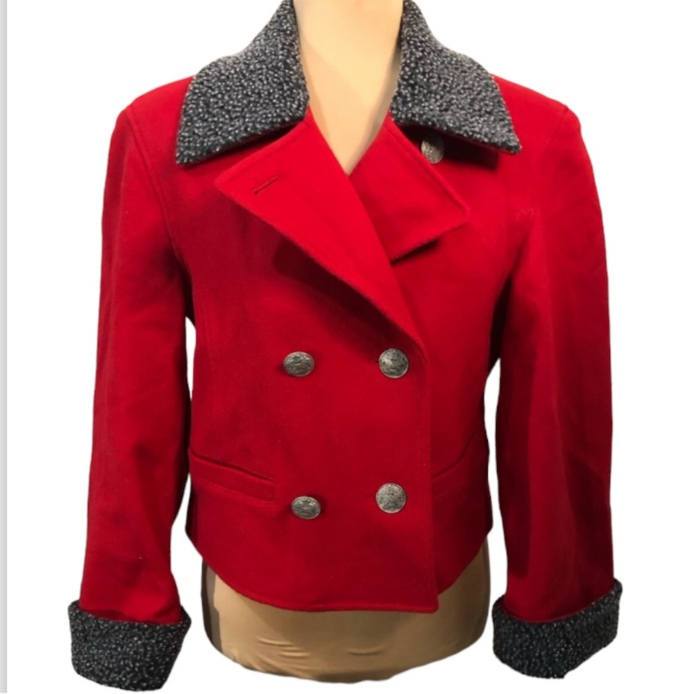 Vintage copper key wool Sherpa collared jacket